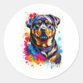 Sticker Rond Adorable Rottweiler (Devant)