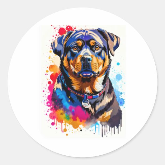 Sticker Rond Adorable Rottweiler (Devant)