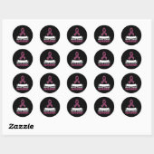 Sticker Rond Adorable Ruban rose Conscience du cancer du sein F (Feuille)