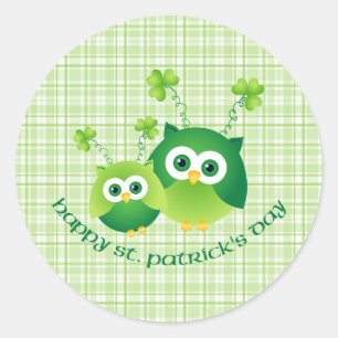 Sticker Rond Adorable Saint-Patrick's Day Owl Tee - shirts, Gif