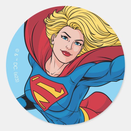 Sticker Rond Adorable Supergirl Stance (Devant)