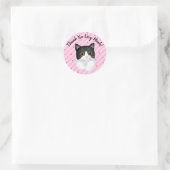 Sticker Rond Adorable Tuxedo Kitten Merci (Sac)