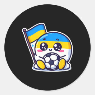Sticker Rond Adorable ukrainien Nner Fan Drapeau ukrainien Mign