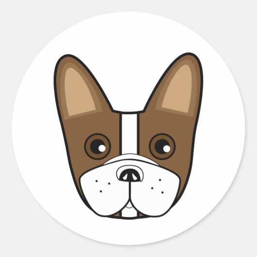 Sticker Rond Adorable visage de Chien-taureaux français (Devant)