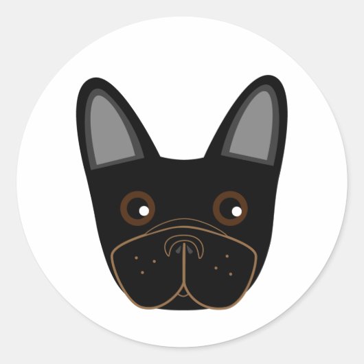 Sticker Rond Adorable visage de Chien-taureaux français (Devant)