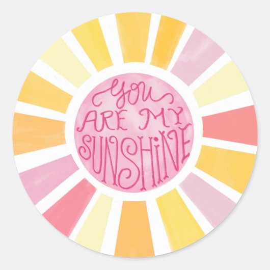 Sticker Rond Adorable Vous Êtes Mon Soleil Bright Aquarelle (Devant)