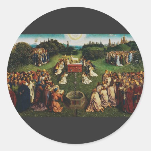 Sticker Rond Adoration de l'agneau par Jan van Eyck (Devant)