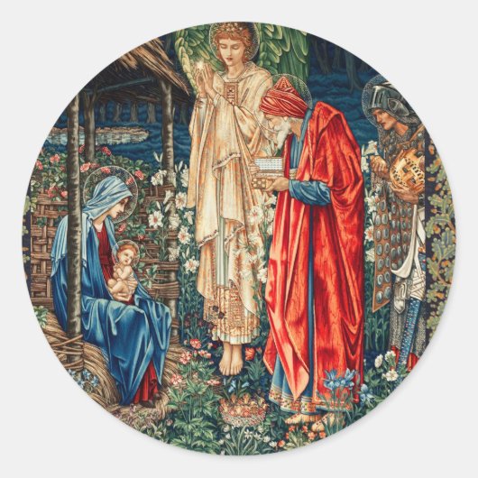 Sticker Rond ADORATION DE MAGI Morris, Burne-Jones Rectangulair (Devant)