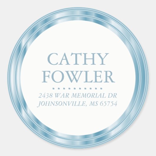Sticker Rond Adresse classique bleu et blanc - Personnaliser (Devant)