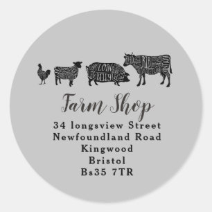 Sticker Rond adresse commerciale agriculteur commerçant de déta