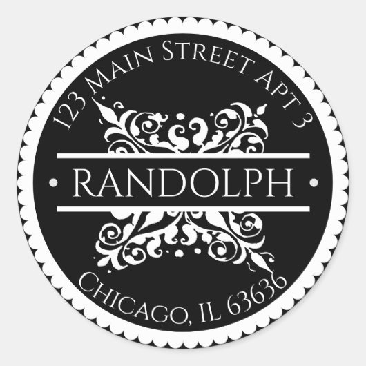 Sticker Rond Adresse de bord baroque à fronde (Devant)