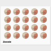 STICKER ROND ADRESSE DE KRAFT ROUGE TERRACOTTA ABSTRAITE MODERN (Feuille)