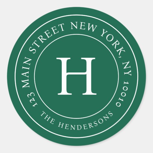 Sticker Rond Adresse de la maison Moderne Simple Chic Monogramm (Devant)