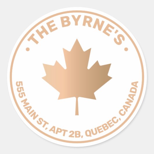 Sticker Rond Adresse de la rue Maple Leaf (Devant)
