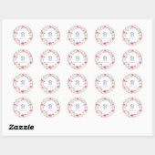 Sticker Rond Adresse de monogramme de couronne rose tendance (Feuille)