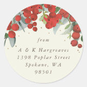 Sticker Rond Adresse de Noël aux Baies Rouges + Eucalyptus (Devant)