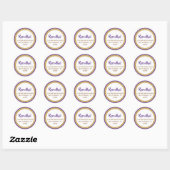 Sticker Rond Adresse de Parties scintillant violet et or (Feuille)