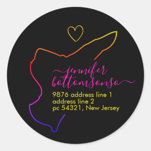 Sticker Rond Adresse de retour à la maison arc-en-ciel Signatur
