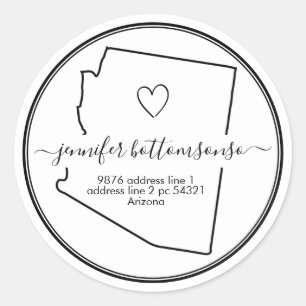 Sticker Rond Adresse de retour Arizona Signature cœur