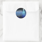 Sticker Rond Adresse de retour blanche bleue d'arbre de JOYEUX (Sac)