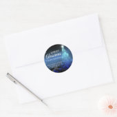 Sticker Rond Adresse de retour blanche bleue d'arbre de JOYEUX (Enveloppe)