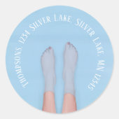 Sticker Rond Adresse de retour Blue Water Beach Custom (Devant)