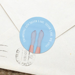 Sticker Rond Adresse de retour Blue Water Beach Custom