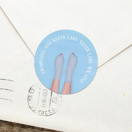 Sticker Rond Adresse de retour Blue Water Beach Custom