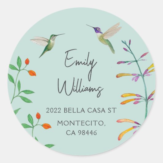 Sticker Rond Adresse de retour Colibri (Devant)