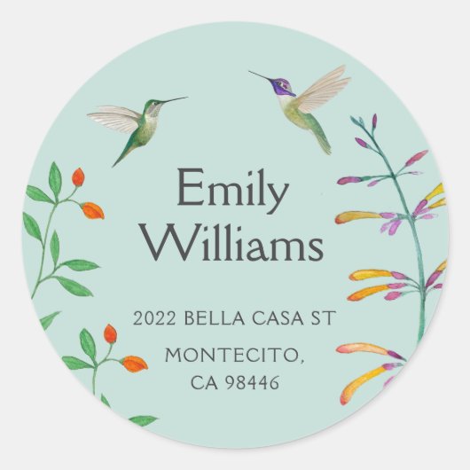 Sticker Rond Adresse de retour Colibri (Devant)