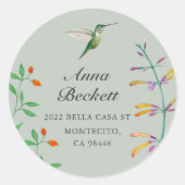 Sticker Rond Adresse de retour Colibri (Devant)