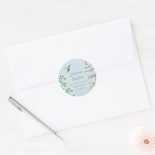 Sticker Rond Adresse de retour Colibri (Enveloppe)