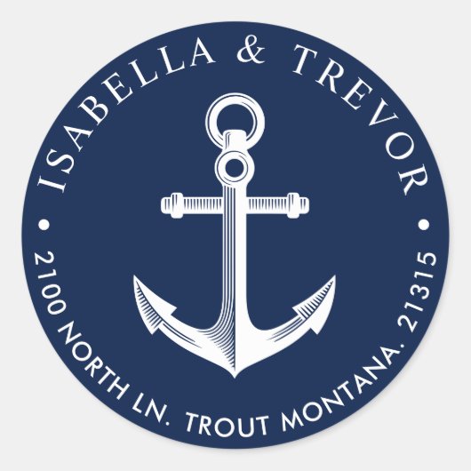 Sticker Rond Adresse de retour d'Ancres nautiques (Devant)