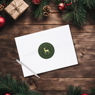 Sticker Rond Adresse de retour de cerf de Noël minimaliste