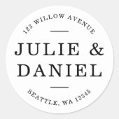 Sticker Rond Adresse de retour de couple moderne et élégant (Devant)