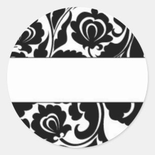 Sticker Rond Adresse de retour de damassé noire