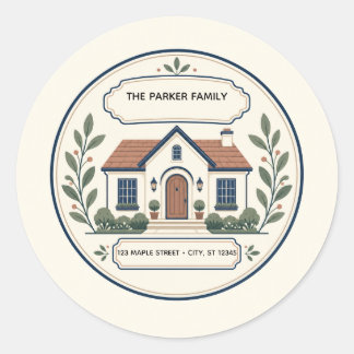 Sticker Rond Adresse de retour de famille de maison moderne