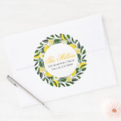 Sticker Rond Adresse de Retour de Feuillage de Citron (Enveloppe)