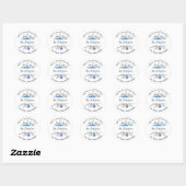 Sticker Rond Adresse de retour de fleurs bleues (Feuille)