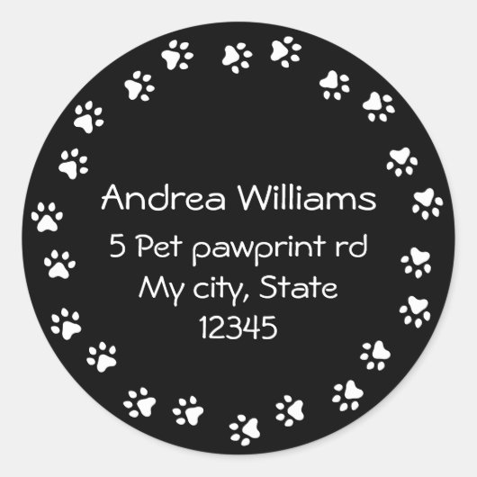 Sticker Rond Adresse de retour de la bordure en noir et blanc (Devant)