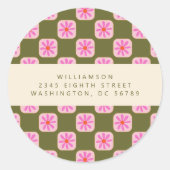 Sticker Rond Adresse de retour de la couleur verte rose du tabl (Devant)