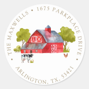 Sticker Rond Adresse de retour de la grange d'inspiration agric