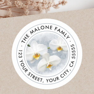Sticker Rond Adresse de retour de la peinture de phalaenopsis d