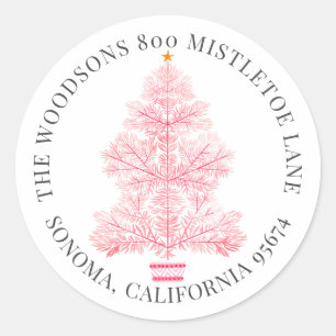 Sticker Rond Adresse de retour de l'arbre de Noël