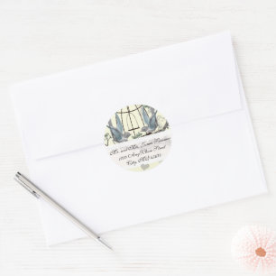 Sticker Rond Adresse de retour de mariage vintage Bluebird
