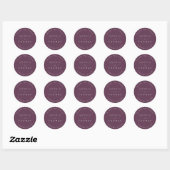 Sticker Rond Adresse de Retour de Mariage Violet Foncé Moderne (Feuille)