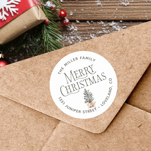 Sticker Rond Adresse de retour de Noël