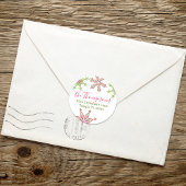 Sticker Rond Adresse de retour de Noël Jolies flocons de neige 