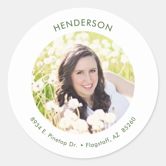 Sticker Rond Adresse de retour de photo moderne minimale (Devant)