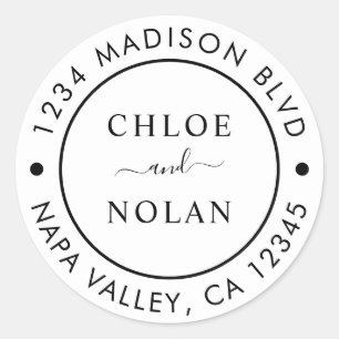 Sticker Rond Adresse de retour de script moderne